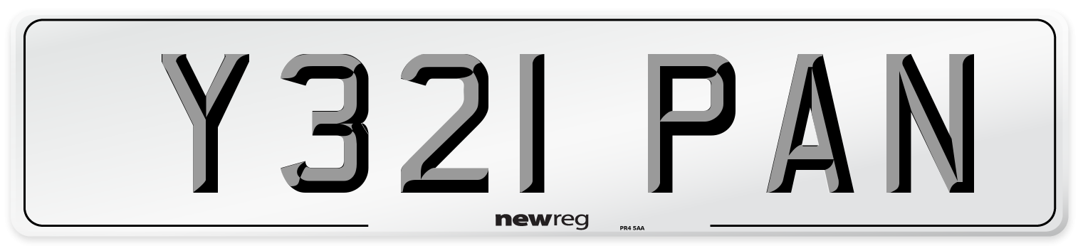 Y321 PAN Number Plate from New Reg